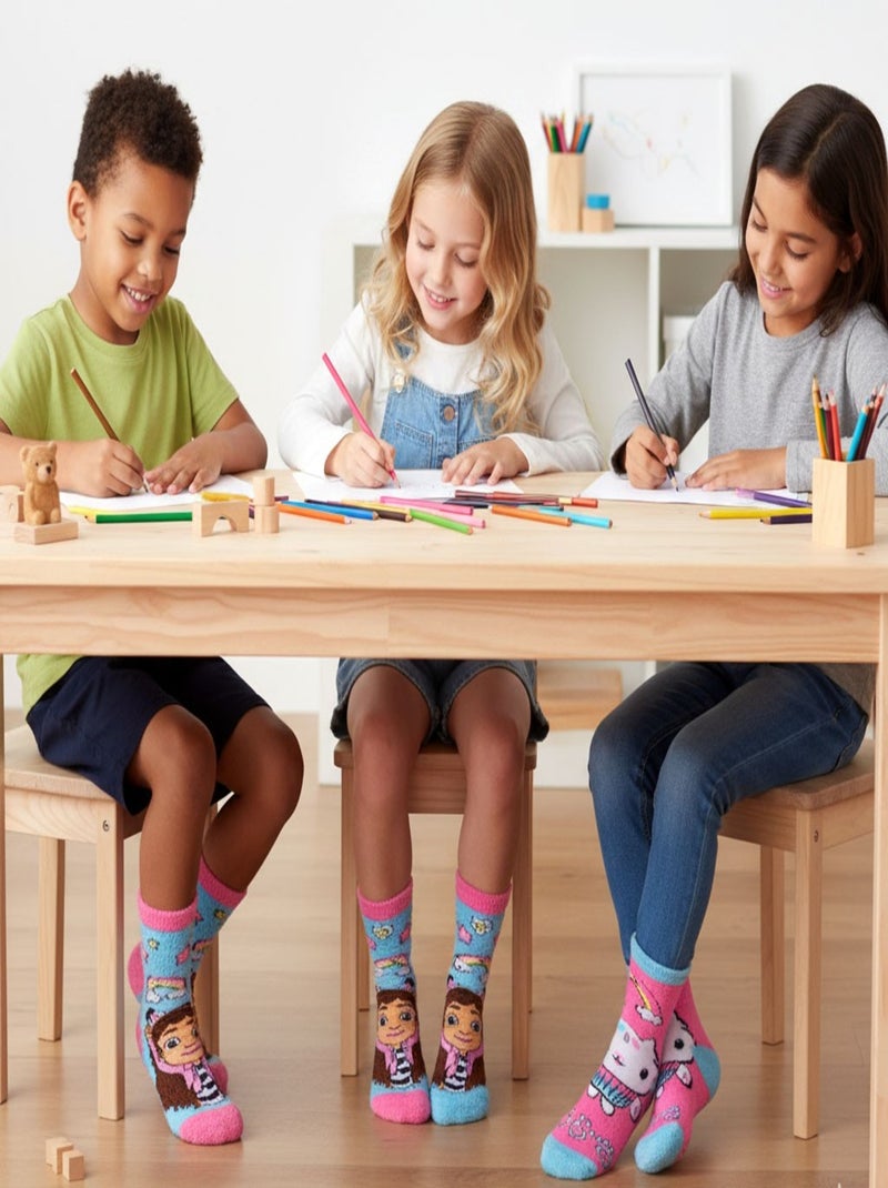 Pack de Calcetines Antideslizantes Niña GABBY'S (Pack de 4) Azul Rosa - Kiabi
