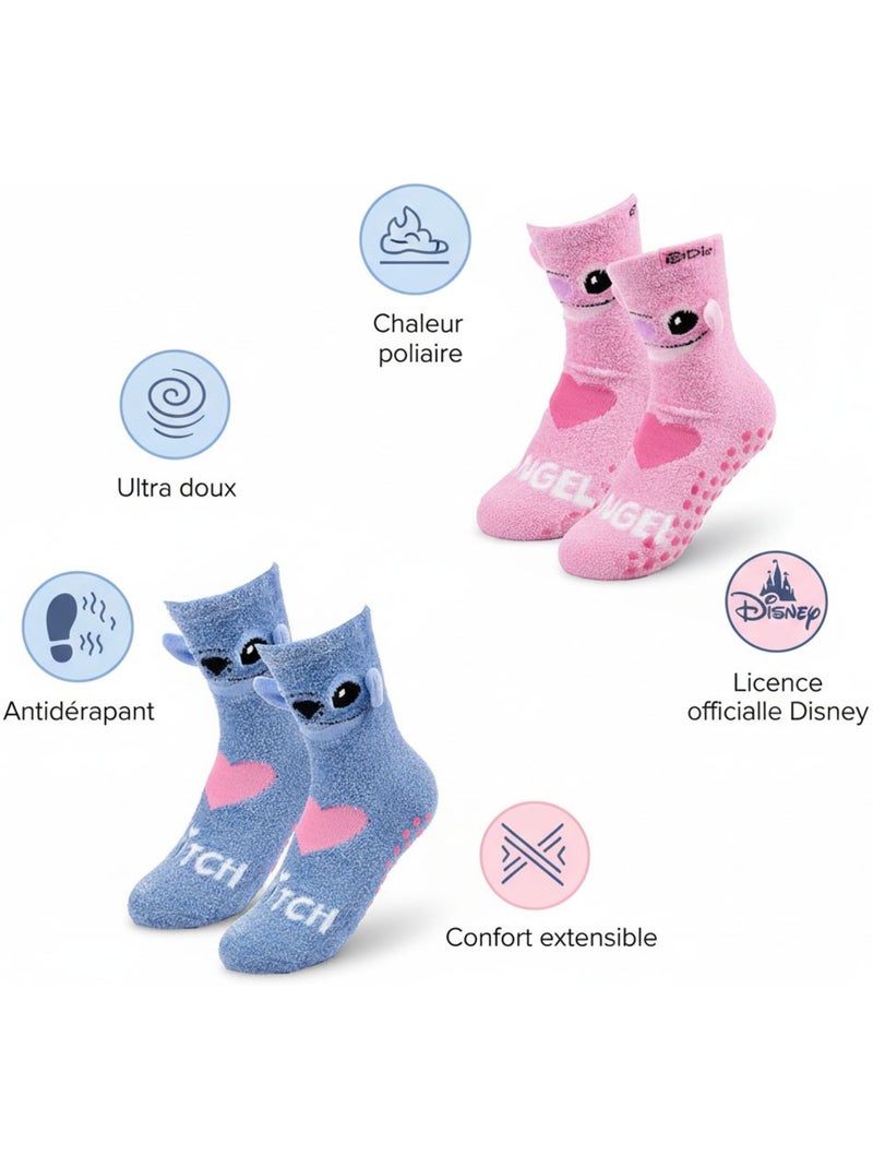 Pack de Calcetines Antideslizantes Niño LILO & STITCH (Pack de 4) Azul Rosa - Kiabi