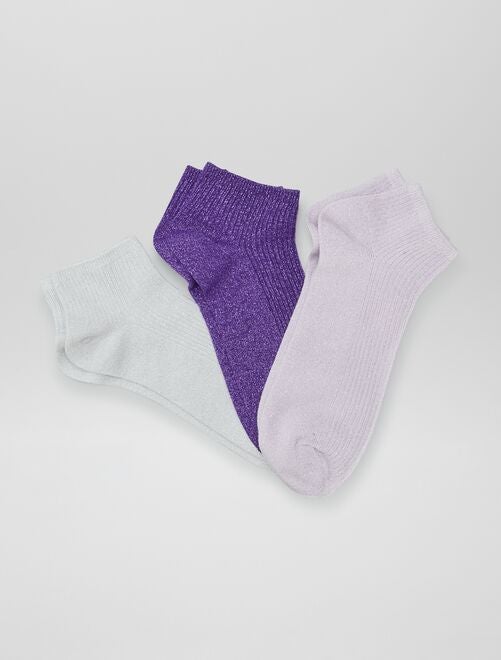 Pack de calcetines tobilleros con brillos  - 3 pares - Kiabi