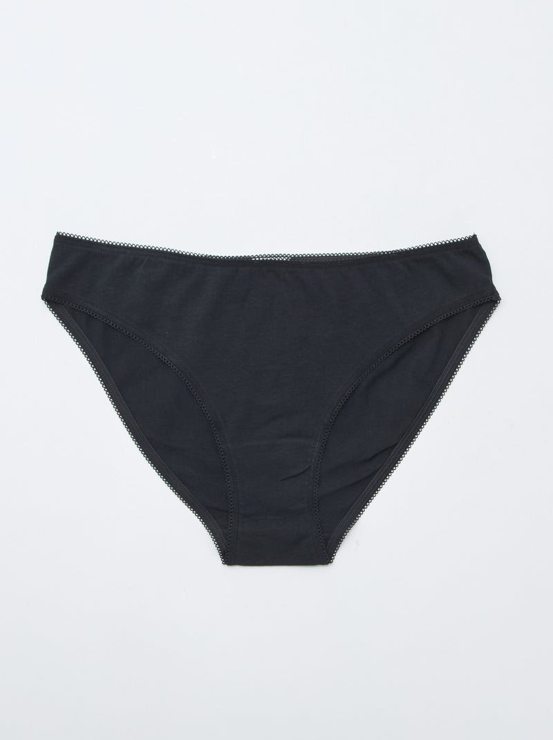 Pack de de 3 braguitas de algodón Negro - Kiabi