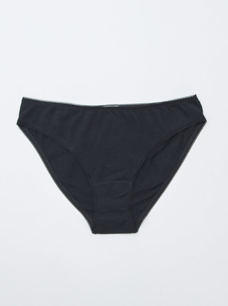 Pack de de 3 braguitas de algodón Negro - Kiabi