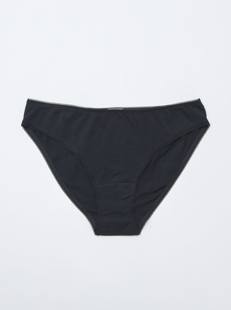 Pack de de 3 braguitas de algodón Negro - Kiabi