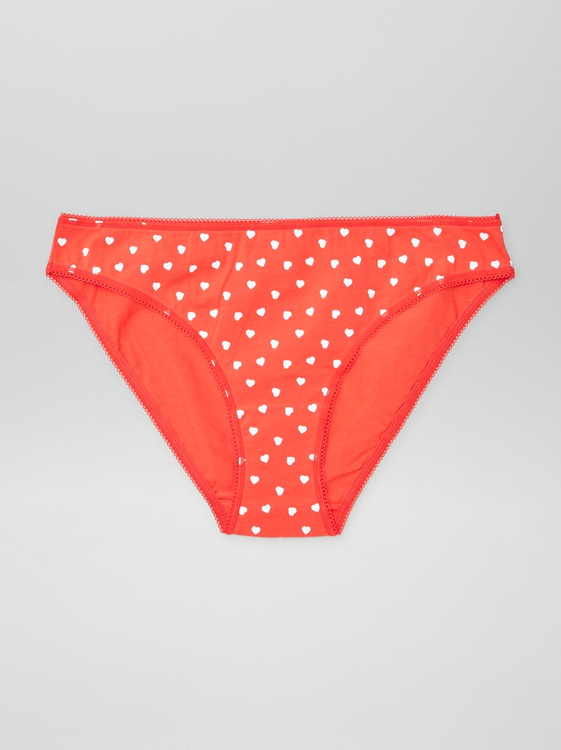Pack de de 3 braguitas de algodón ROJO - Kiabi