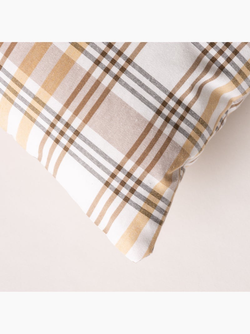 Pack de dos fundas de cojín diseño tartán, con cierre de cremallera - Gamusi. Beige - Kiabi
