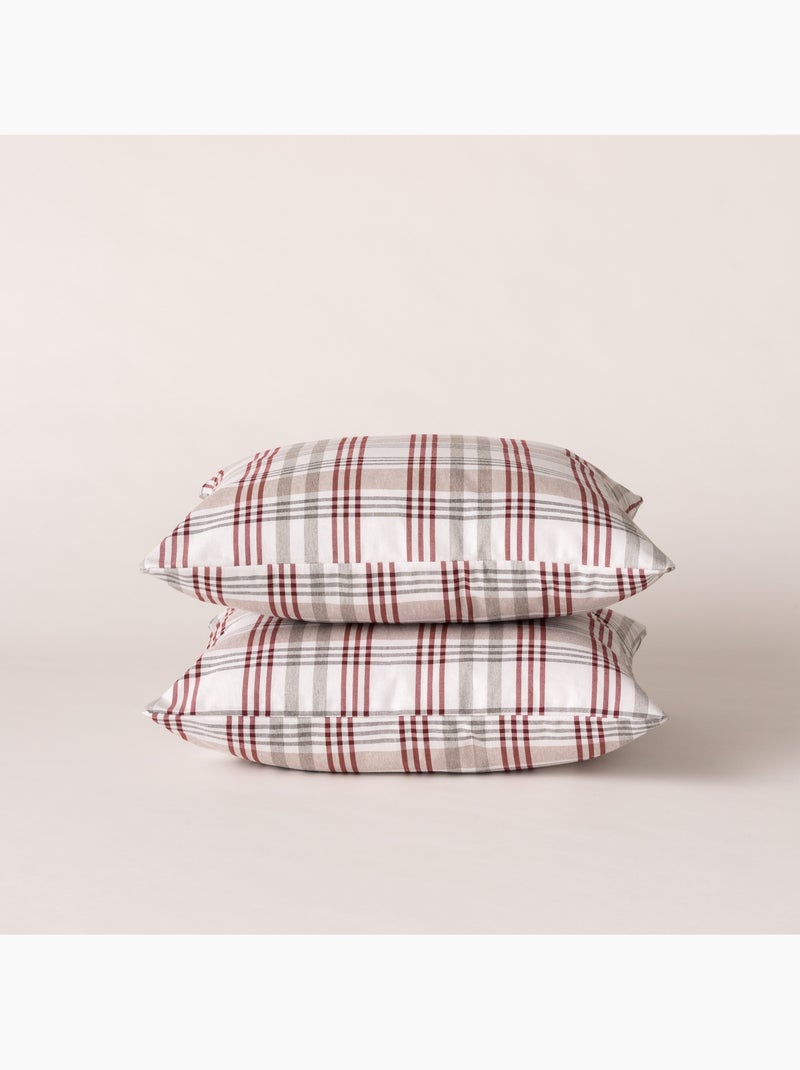 Pack de dos fundas de cojín diseño tartán, con cierre de cremallera - Gamusi. Gris - Kiabi