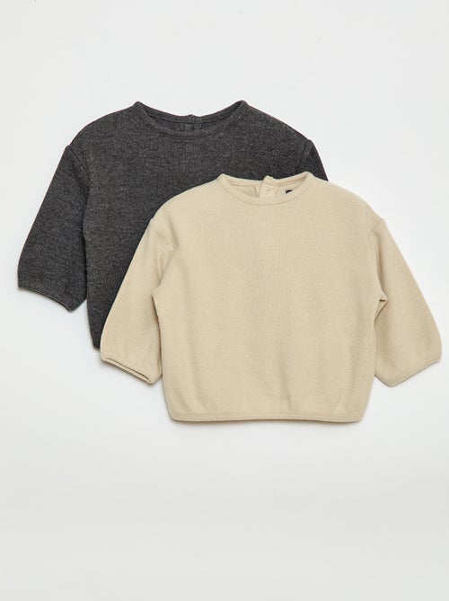 Pack de jerséis de punto suave con cuello abotonado - Kiabi