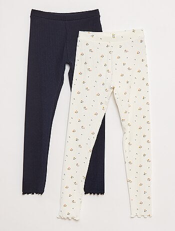 Pack de leggings de canalé 1 estampado + 1 liso - 2 piezas
