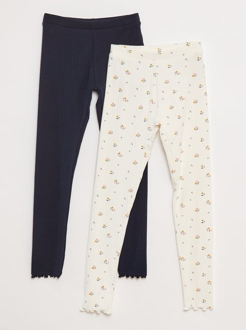 Pack de leggings de canalé 1 estampado + 1 liso - 2 piezas - Kiabi