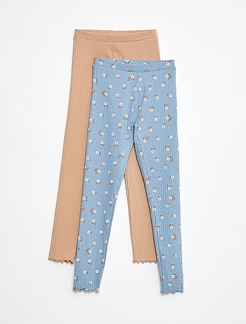 Pack de leggings de canalé 1 estampado + 1 liso - 2 piezas