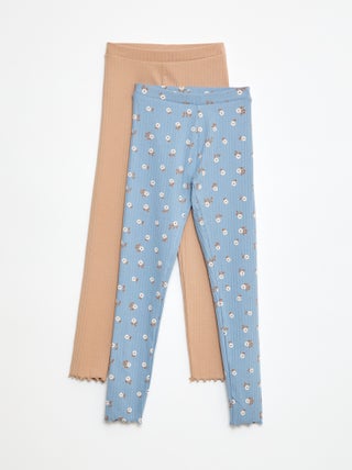 Pack de leggings de canalé 1 estampado + 1 liso - 2 piezas