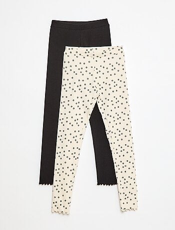 Pack de leggings de canalé 1 estampado + 1 liso - 2 piezas