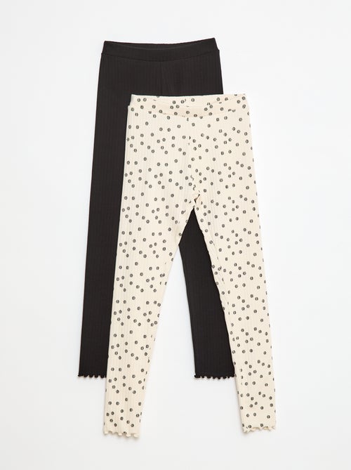 Pack de leggings de canalé 1 estampado + 1 liso - 2 piezas - Kiabi