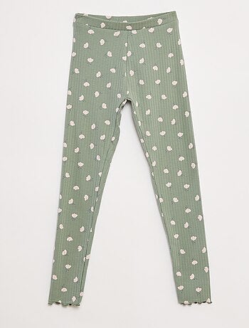 Pack de leggings de canalé 1 estampado + 1 liso - 2 piezas