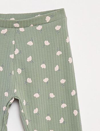 Pack de leggings de canalé 1 estampado + 1 liso - 2 piezas