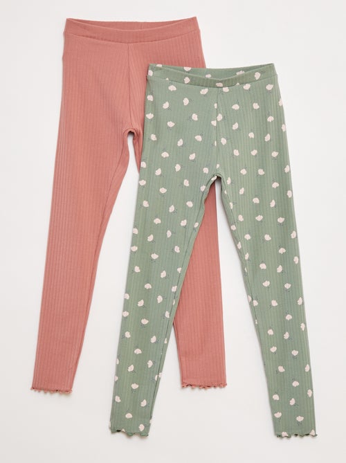 Pack de leggings de canalé 1 estampado + 1 liso - 2 piezas - Kiabi