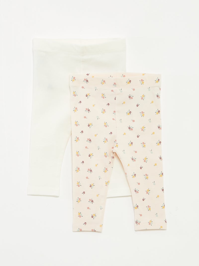 Pack de leggings largo 1 estampado all over / 1 color liso Blanco - Kiabi