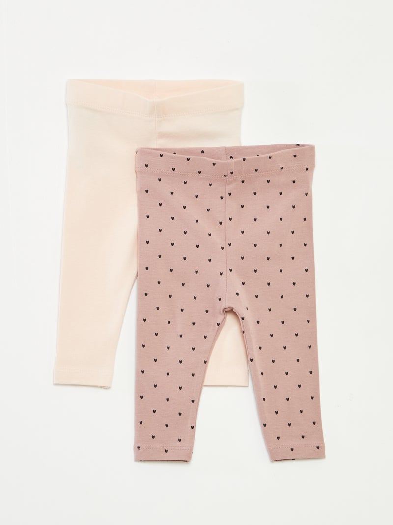Pack de leggings largo 1 estampado all over / 1 color liso Rosa - Kiabi
