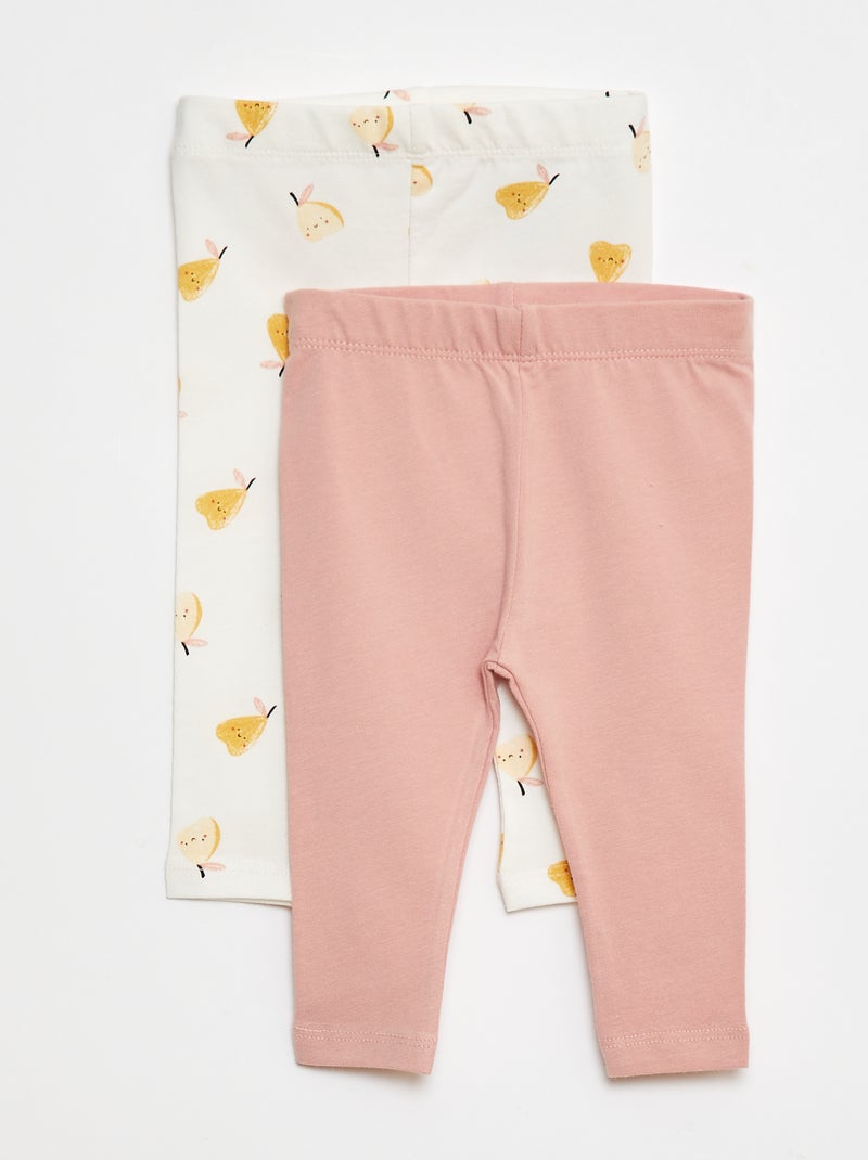 Pack de leggings largo 1 estampado all over / 1 color liso Rosa - Kiabi