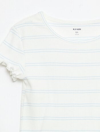 Pack de pijama camiseta + pantalón corto en canalé de algodón