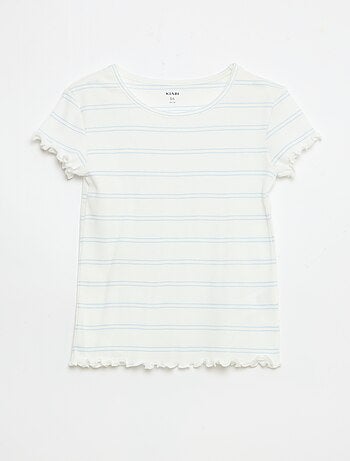 Pack de pijama camiseta + pantalón corto en canalé de algodón