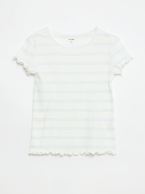 Pack de pijama camiseta + pantalón corto en canalé de algodón - Kiabi Pack de pijama camiseta + pantalón corto en canalé de algodón - Kiabi