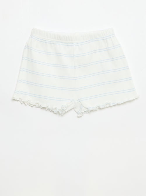 Pack de pijama camiseta + pantalón corto en canalé de algodón - Kiabi Pack de pijama camiseta + pantalón corto en canalé de algodón - Kiabi