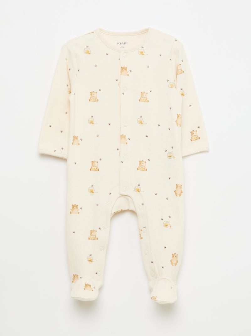 Pack de pijamas peleles con pies Blanco - Kiabi