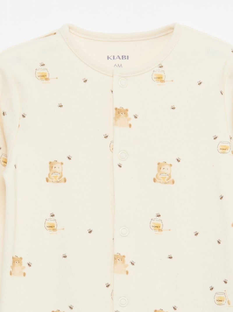 Pack de pijamas peleles con pies Blanco - Kiabi