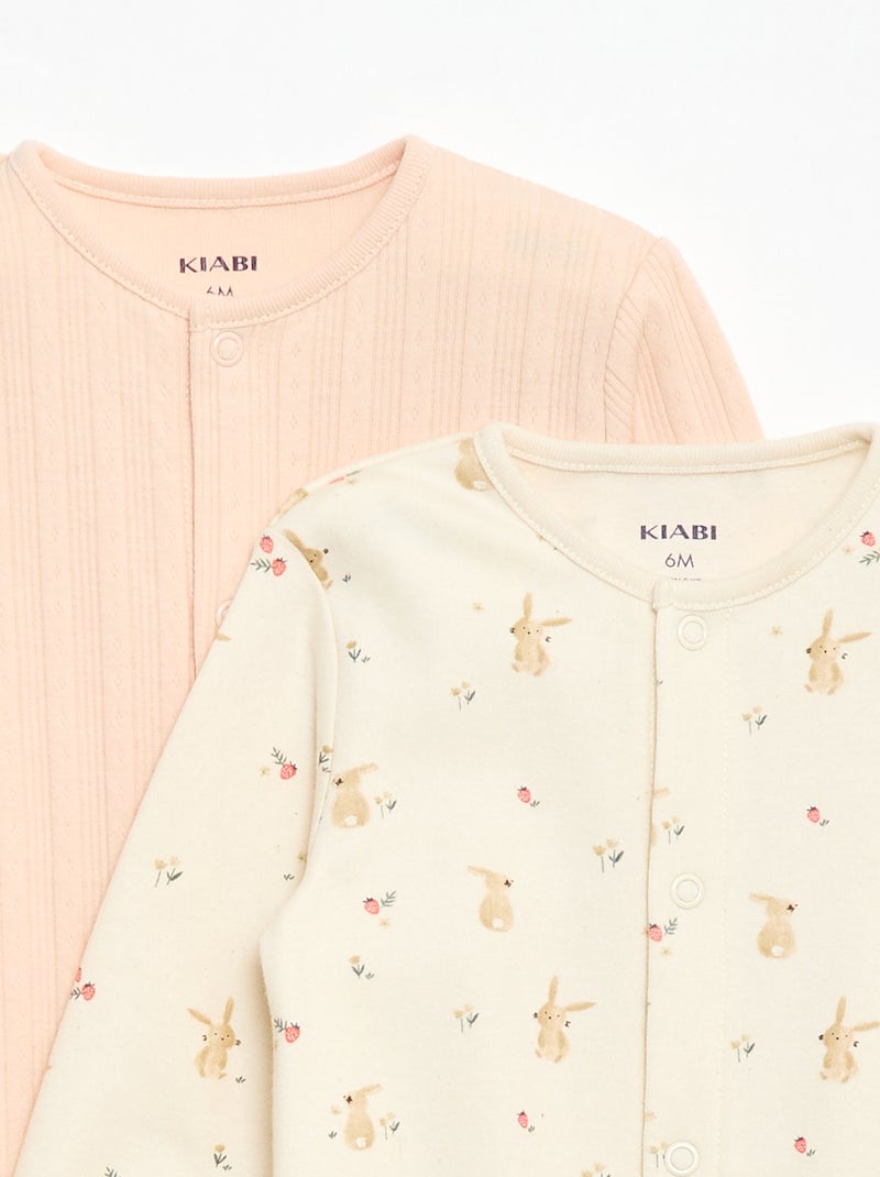 Pack de pijamas peleles con pies Blanco - Kiabi