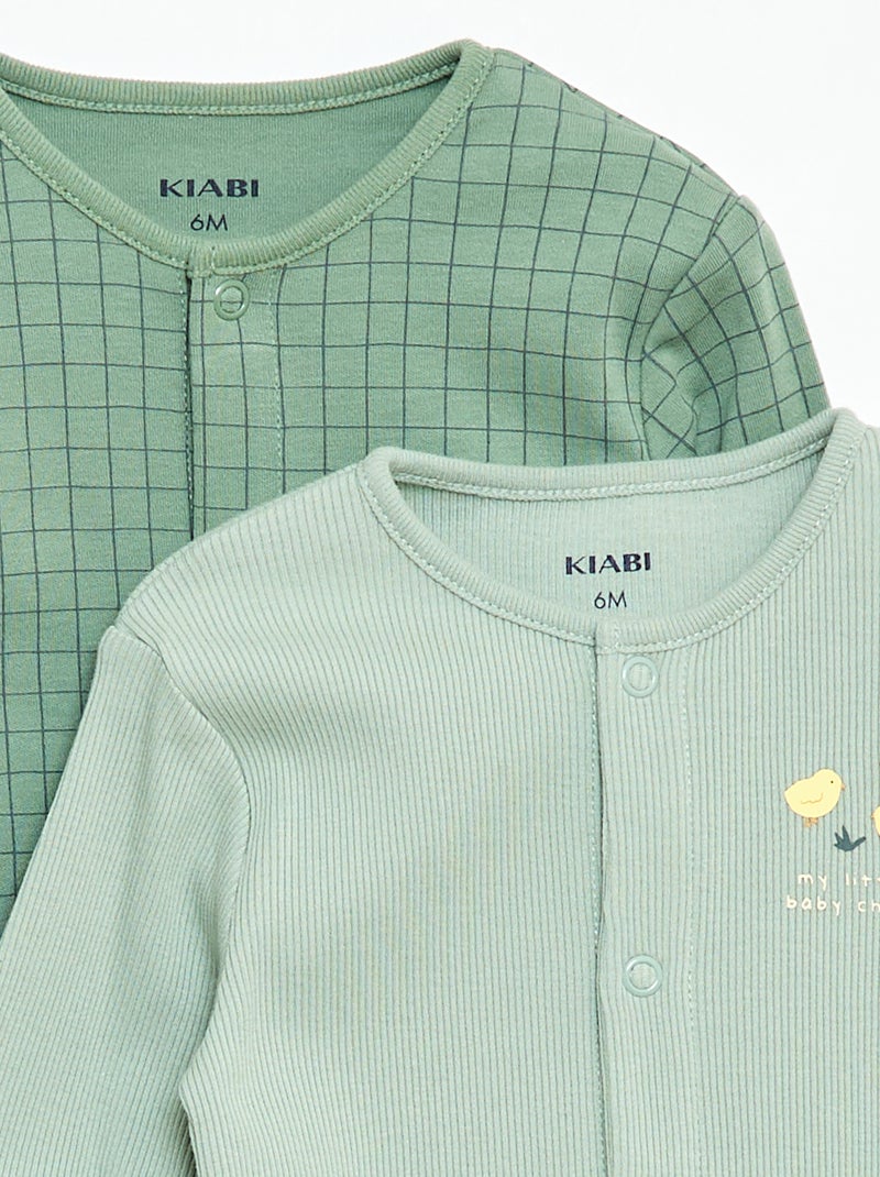 Pack de pijamas peleles con pies Verde - Kiabi