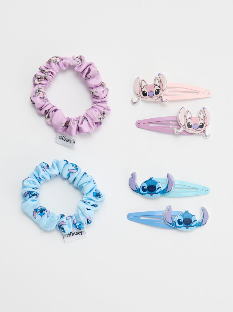 Pack de pinzas clic clac + coleteros 'Stitch' Azul - Kiabi