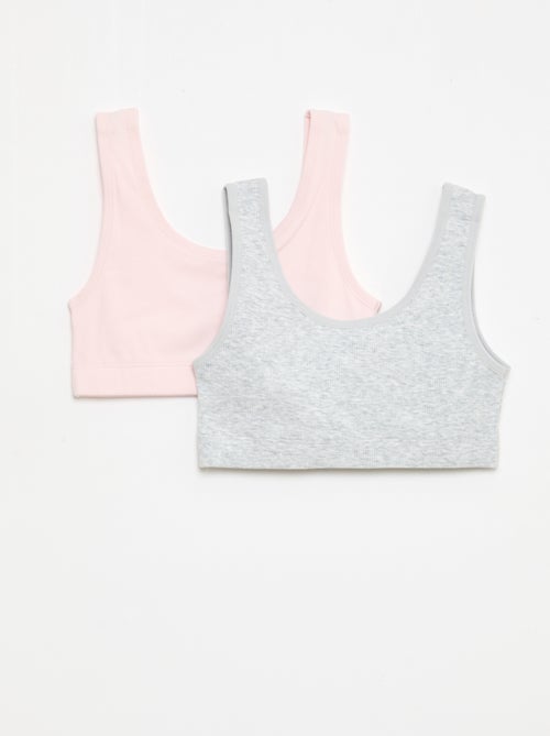 Pack de sujetadores tipo top de punto acanalado - Kiabi