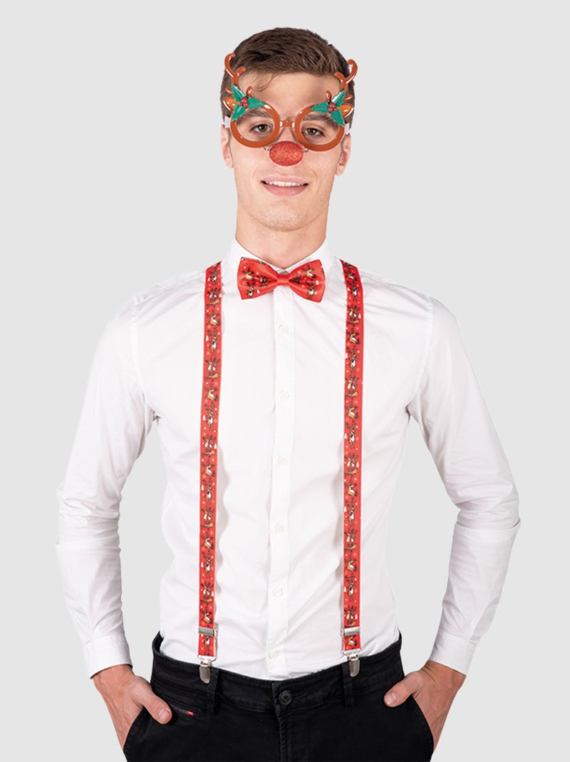 Pack de tirantes + pajarita + gafas rojo - Kiabi