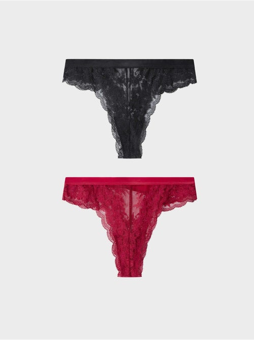 Pack dos bragas brasile?as de encaje floral y cintura extraplana - Kiabi Pack dos bragas brasile?as de encaje floral y cintura extraplana - Kiabi