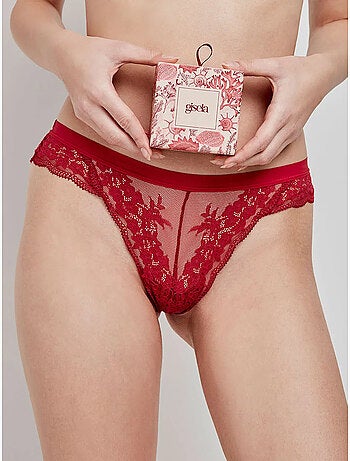 Pack dos bragas brasileñas de encaje floral y cintura extraplana