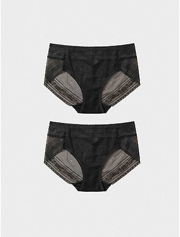 Pack dos bragas de encaje extraplano sin costuras