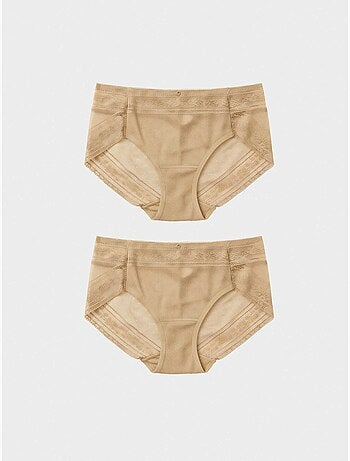 Pack dos bragas de encaje extraplano sin costuras