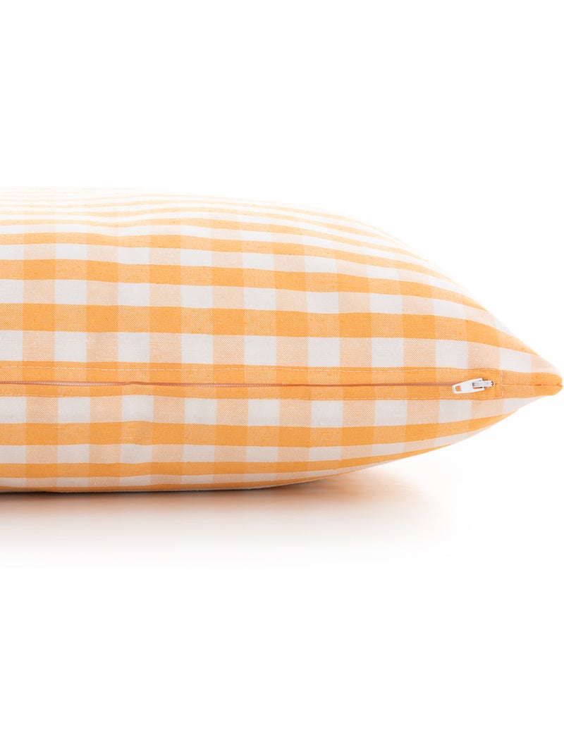Pack dos fundas de cojín a cuadros vichy, de tejido impermeable -  Gamusi. Amarillo - Kiabi