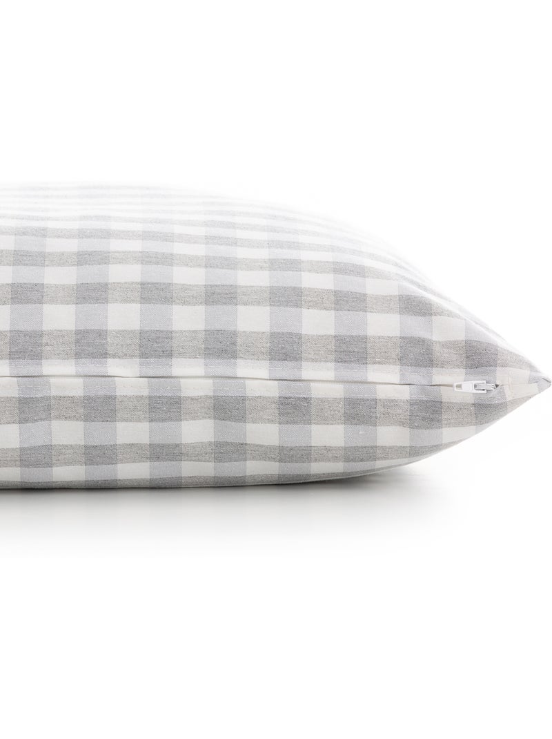 Pack dos fundas de cojín a cuadros vichy, de tejido impermeable -  Gamusi. Gris claro - Kiabi