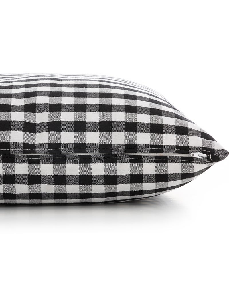 Pack dos fundas de cojín a cuadros vichy, de tejido impermeable -  Gamusi. Negro - Kiabi