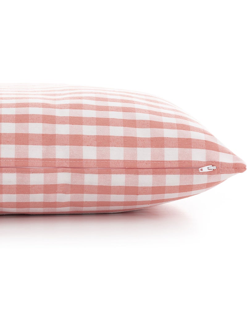 Pack dos fundas de cojín a cuadros vichy, de tejido impermeable -  Gamusi. Salmón - Kiabi