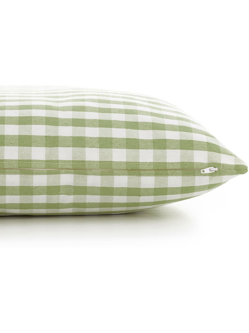 Pack dos fundas de cojín a cuadros vichy, de tejido impermeable -  Gamusi. Verde oliva - Kiabi
