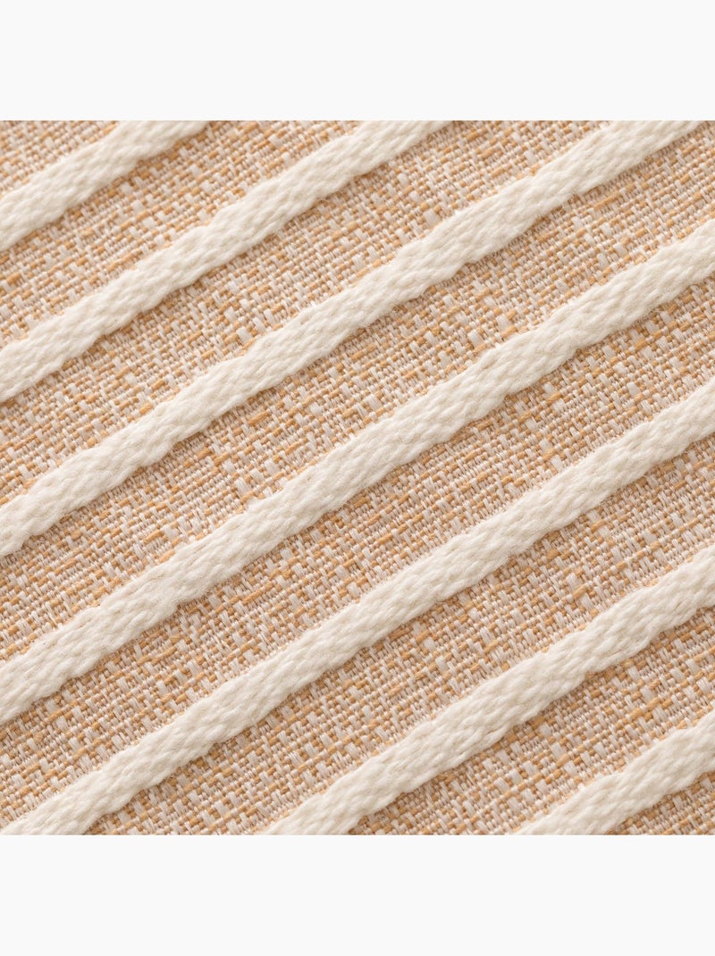 Pack dos fundas de cojín jaspeado a rayas, tejido en relieve bicolor -  Gamusi. Beige - Kiabi