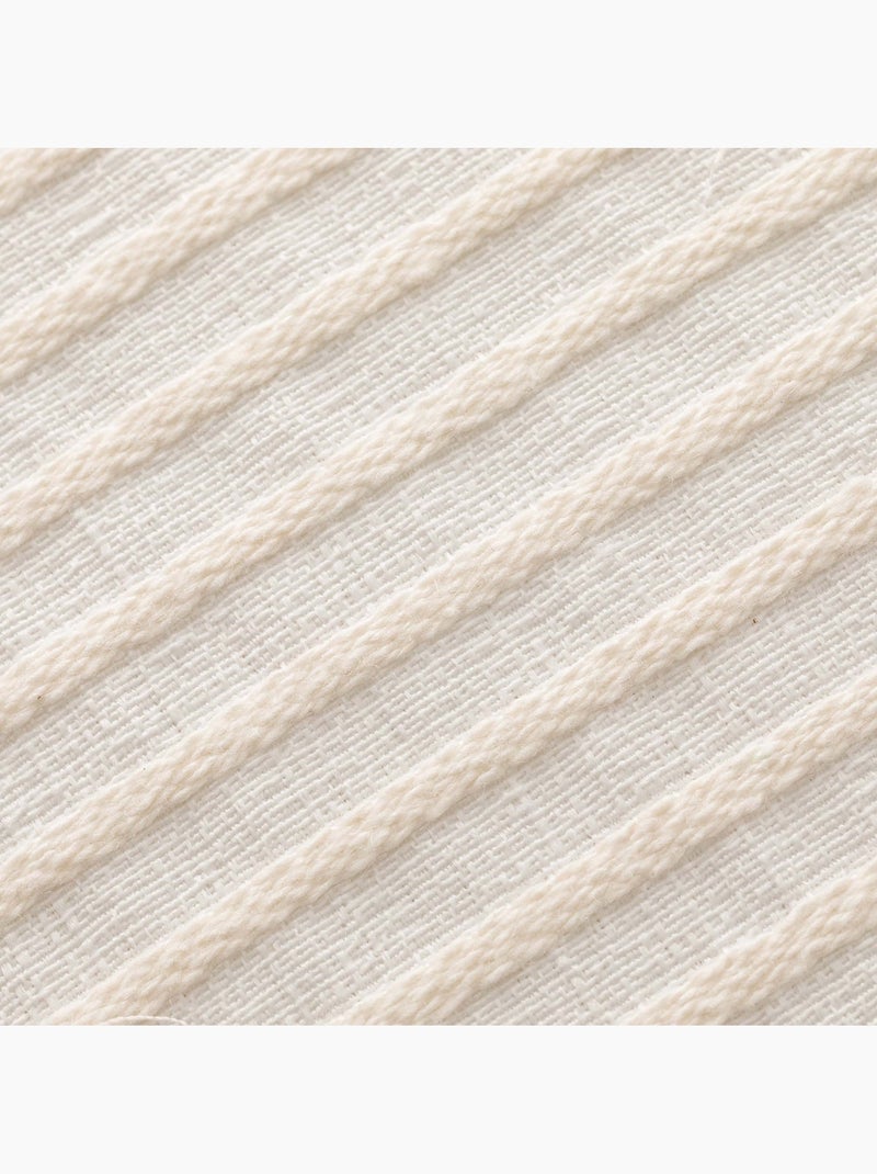 Pack dos fundas de cojín jaspeado a rayas, tejido en relieve bicolor -  Gamusi. Blanco - Kiabi