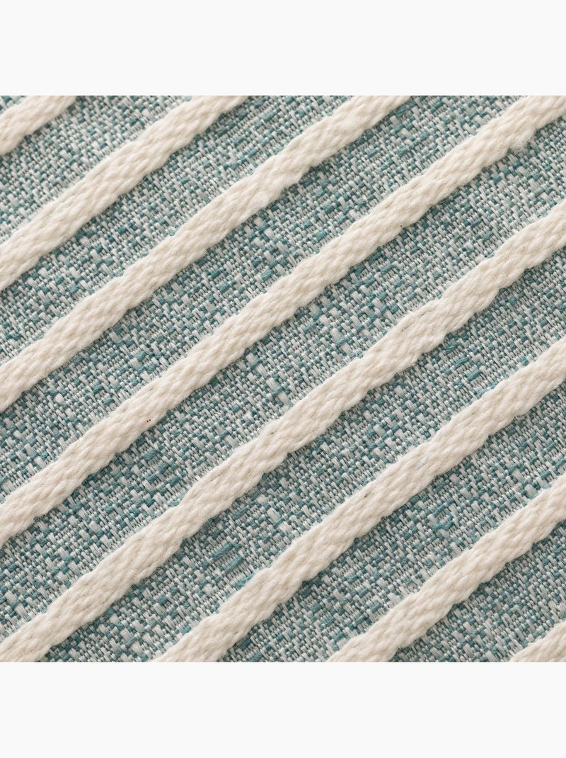 Pack dos fundas de cojín jaspeado a rayas, tejido en relieve bicolor -  Gamusi. Verde agua - Kiabi