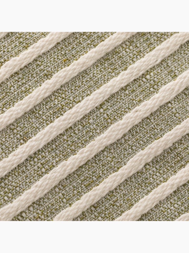 Pack dos fundas de cojín jaspeado a rayas, tejido en relieve bicolor -  Gamusi. Verde - Kiabi