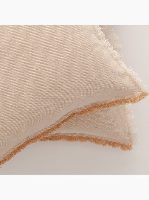 Pack dos fundas lisas de cojín de tejido en relieve, con flecos -  Gamusi. - Kiabi