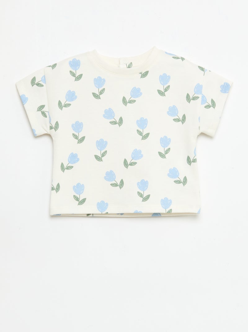Pack estampado de 2 piezas pantalón corto + camiseta Blanco - Kiabi