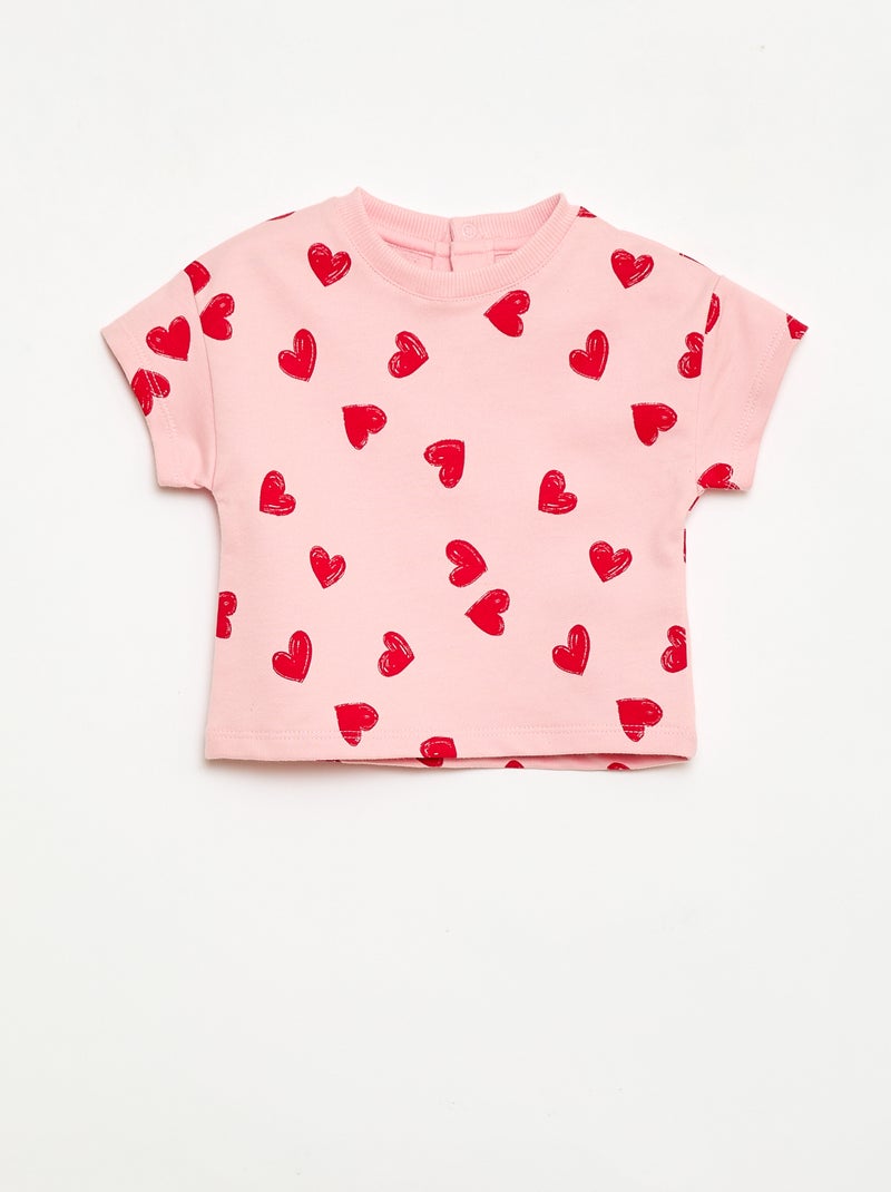 Pack estampado de 2 piezas pantalón corto + camiseta Rosa - Kiabi