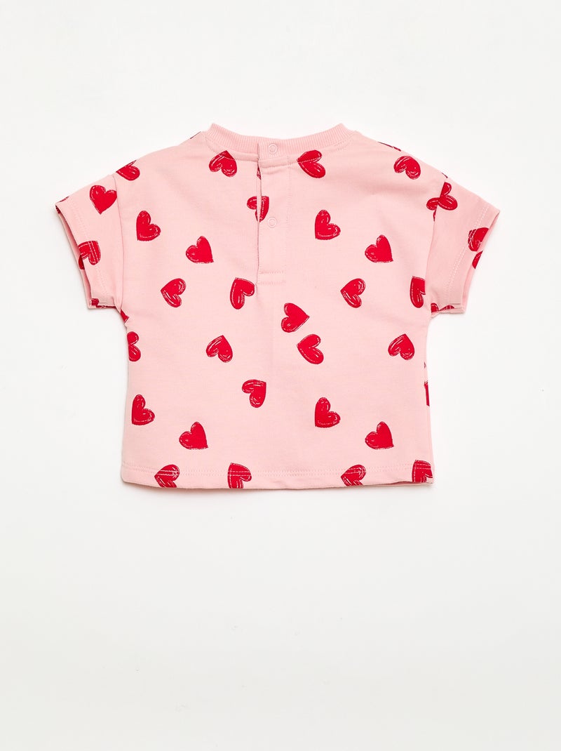 Pack estampado de 2 piezas pantalón corto + camiseta Rosa - Kiabi